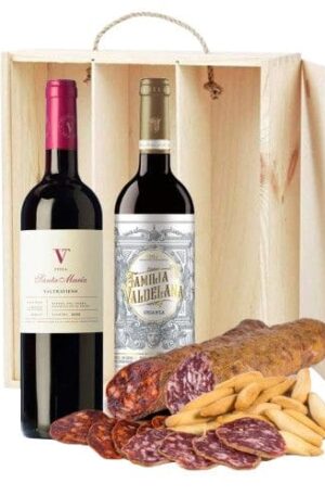 Lote Gourmet Caja de Madera Rioja y Ribera del Duero