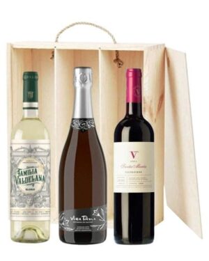 Caja de Madera 3 Vinos Menú