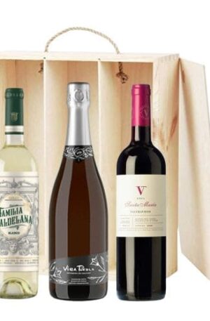 Caja de Madera 3 Vinos Menú